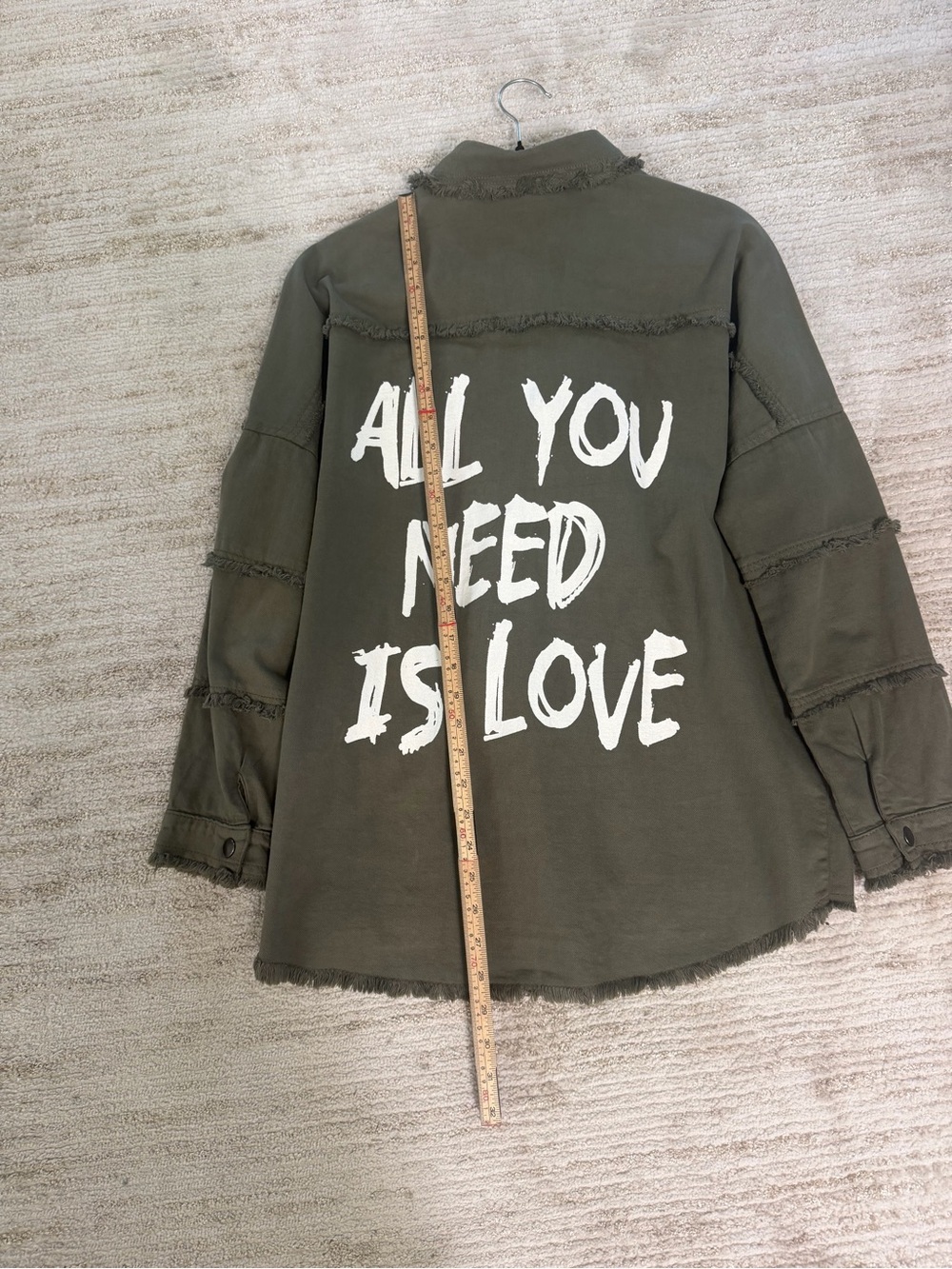 Oversized Shacket ÉLAN All You Need Is Love Olive Green Size S - Picture 5 of 14